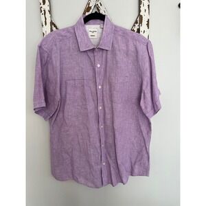 Baird McNutt Murano Mens Large Shirt ‎ Purple Linen Short Sleeve Casual